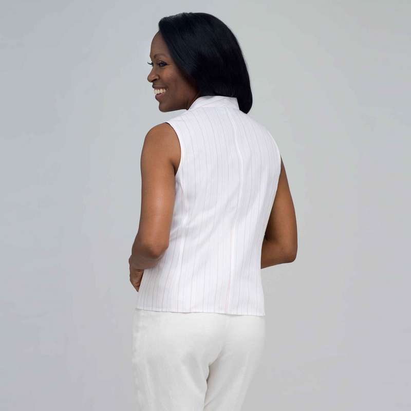 No-Iron Easy Care Sleeveless Shirt, White Multi, large image number 1