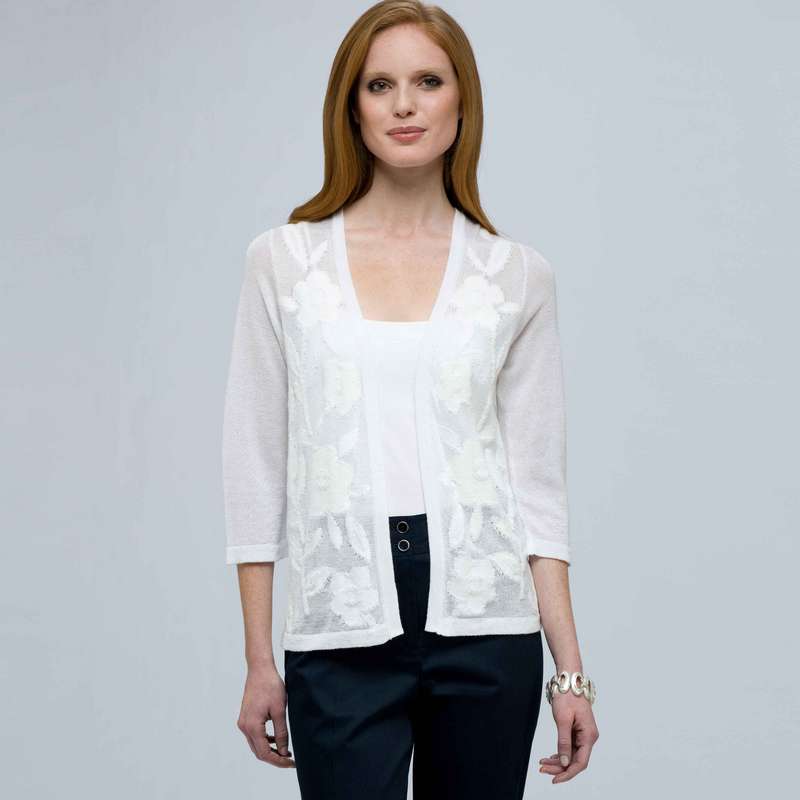 Open Cardigan., White, large image number 0
